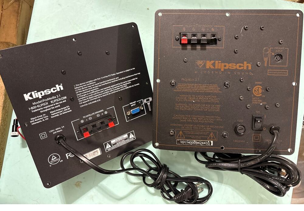 2x Klipsch ProMedia 2.1 Subwoofer Amplifier Plate Amp Parts Repair AS-IS